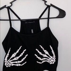 skeleton hands crop top